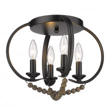  8320-FM BLK-EWB - Flori Flush Mount in Matte Black with Espresso Wood Beads